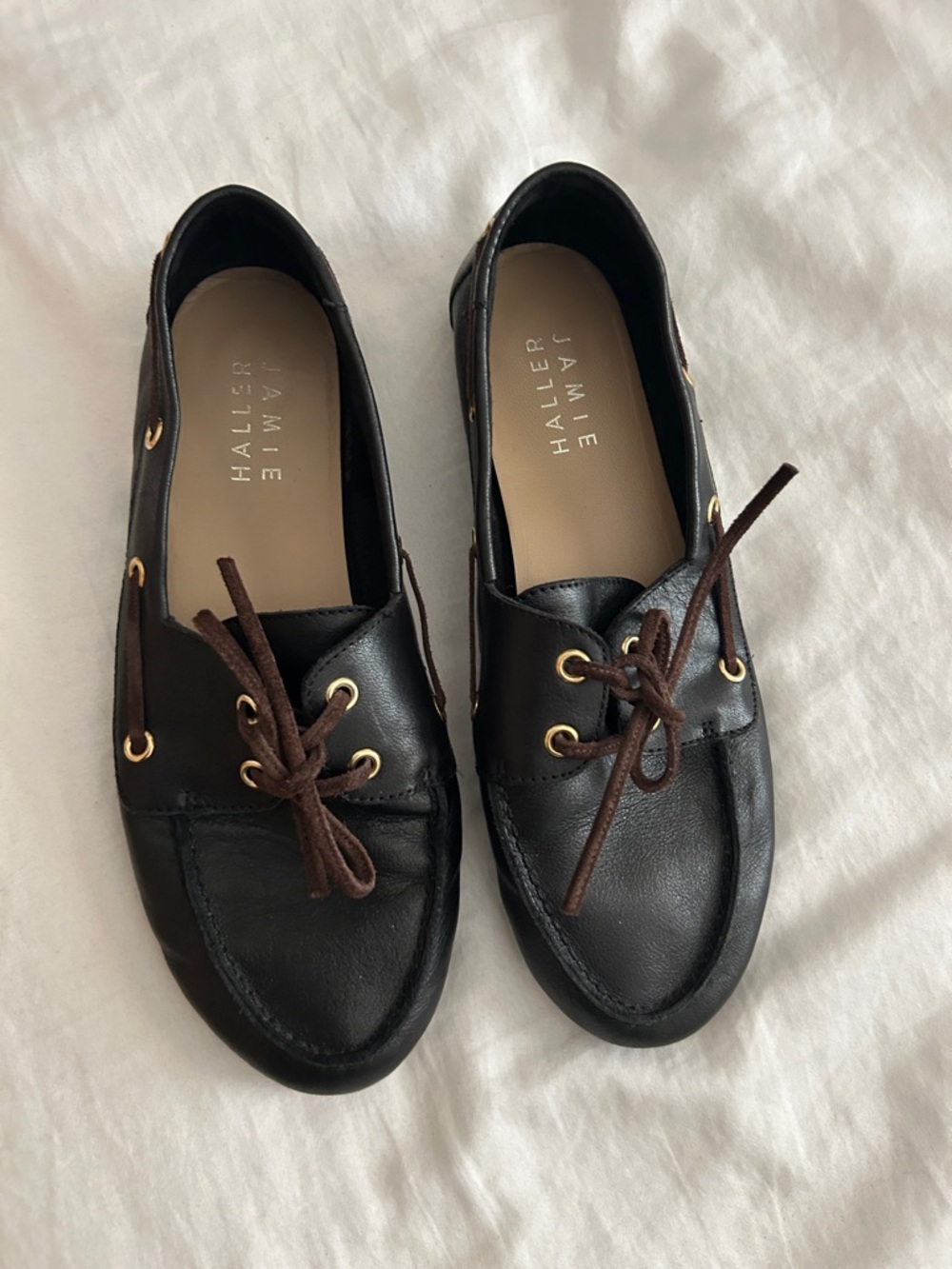 Jamie Haller Black Leather Boat Loafers 38 - Picture 2 of 9